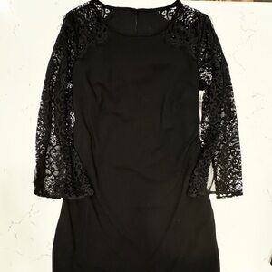 Alex Evenings Black Lace Sleeve Dress NWOT